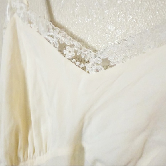 SIMONE ROCHA Lace-trimmed crepe de chine silk midi dress ivory cream size US 10 - Picture 7 of 11